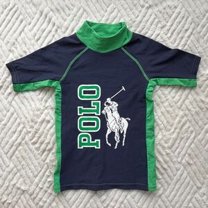 Polo Ralph Lauren 4T Rash Guard Swim Shirt Navy Green Big Pony Logo